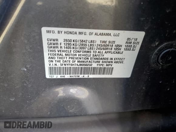 ✅ 2018 Honda Pilot EX-L • VIN: 5FNYF6H74JB050232 • Lot: 70976745. Wystawiony na Copart z przebiegiem Nie podano. Bezpłatny archiwum sprzedaży aukcyjnych z USA i szczegółowy raport historii pojazdu na DreamBid. Zdjęcie 14.
