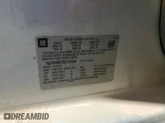 2016 Chevrolet Silverado 1500 LT с VIN 1GCVKREC7GZ153004, выставлен на аукционе Copart как лот 84588965 с пробегом 111 482 миль миль и Списание • Salvage title. История ставок и продаж доступна на DreamBid. Изображение 12.