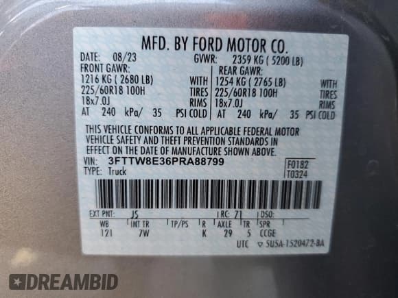 ✅ 2023 Ford Maverick XL • VIN: 3FTTW8E36PRA88799 • Lot: 90505125. Wystawiony na Copart z przebiegiem 25 495 mil. Bezpłatny archiwum sprzedaży aukcyjnych z USA i szczegółowy raport historii pojazdu na DreamBid. Zdjęcie 12.