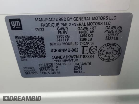 ✅ 2022 Chevrolet Traverse RS • VIN: 1GNEVJKW7NJ182884 • Lot: 65578644. Wystawiony na Copart z przebiegiem Nie podano. Bezpłatny archiwum sprzedaży aukcyjnych z USA i szczegółowy raport historii pojazdu na DreamBid. Zdjęcie 13.