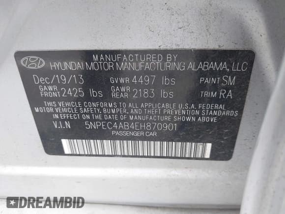 ✅ 2014 Hyundai Sonata Limited • VIN: 5NPEC4AB4EH870901 • Лот: 42324034. Опубликован ранее на IAAI с пробегом 121 587 миль. Бесплатный доступ к архиву аукционных продаж из США и подробный отчёт об истории автомобиля на DreamBid. Изображение 9.