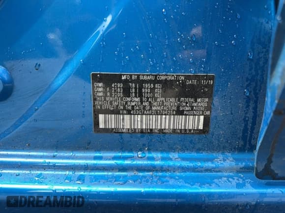 ✅ 2020 Subaru Impreza • VIN: 4S3GTAA62L1706254 • Лот: 85560265. Опубликован ранее на Copart с пробегом 51 777 миль. Бесплатный доступ к архиву аукционных продаж из США и подробный отчёт об истории автомобиля на DreamBid. Изображение 10.