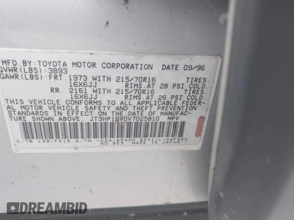 ✅ 1997 Toyota RAV4 • VIN: JT3HP10V0V7025810 • Lot: 42988289. Listed on IAAI with 21,420 mi. Free auction sales archive from the USA and detailed vehicle history report at DreamBid. Image 9.