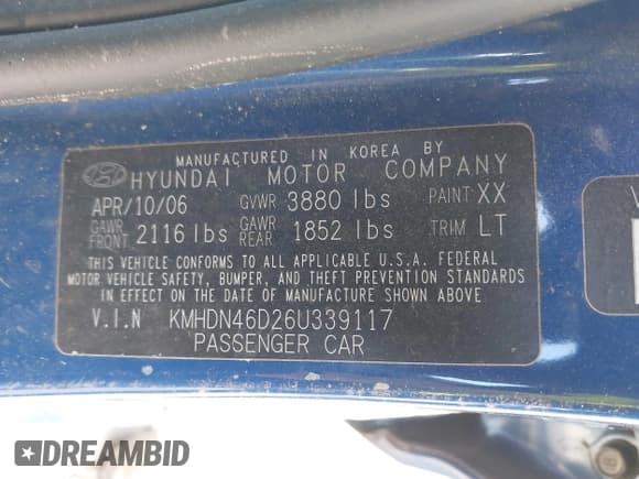 ✅ 2006 Hyundai Elantra GLS • VIN: KMHDN46D26U339117 • Lot: 40404318. Wystawiony na IAAI z przebiegiem Nie podano. Bezpłatny archiwum sprzedaży aukcyjnych z USA i szczegółowy raport historii pojazdu na DreamBid. Zdjęcie 9.