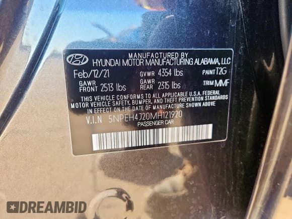 ✅ 2021 Hyundai Sonata Limited • VIN: 5NPEH4J20MH121920 • Lot: 91463315. Listed on Copart with 25,644 mi. Free auction sales archive from the USA and detailed vehicle history report at DreamBid. Image 12.