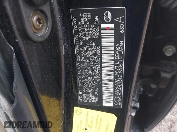 ✅ 2004 Lexus ES 350 • VIN: JTHBA30G440019806 • Лот: 43289120. Опубликован ранее на IAAI с пробегом 338 344 миль. Бесплатный доступ к архиву аукционных продаж из США и подробный отчёт об истории автомобиля на DreamBid. Изображение 9.