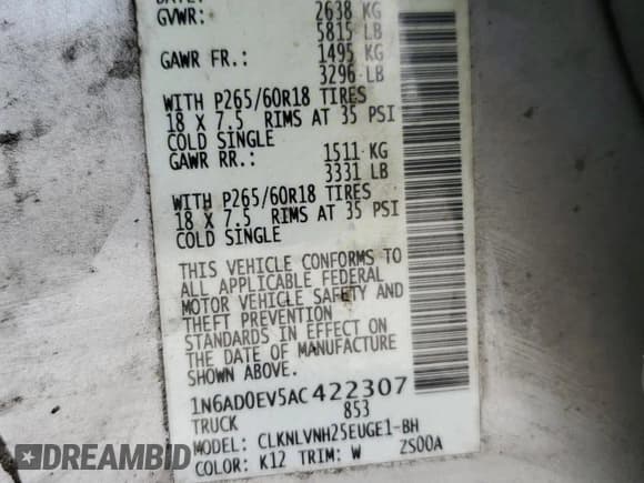 ✅ 2010 Nissan Frontier Pro-4X • VIN: 1N6AD0EV5AC422307 • Lot: 58361935. Listed on Copart with 180,904 mi. Free auction sales archive from the USA and detailed vehicle history report at DreamBid. Image 12.