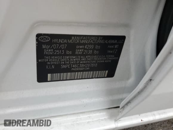 ✅ 2008 Hyundai Sonata GLS • VIN: 5NPET46C38H297818 • Лот: 79022624. Опубликован ранее на Copart с пробегом 43 110 миль. Бесплатный доступ к архиву аукционных продаж из США и подробный отчёт об истории автомобиля на DreamBid. Изображение 12.