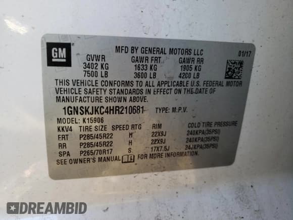 ✅ 2017 Chevrolet Suburban Premier • VIN: 1GNSKJKC4HR210681 • Lot: 76344804. Wystawiony na Copart z przebiegiem 111 065 mil. Bezpłatny archiwum sprzedaży aukcyjnych z USA i szczegółowy raport historii pojazdu na DreamBid. Zdjęcie 13.