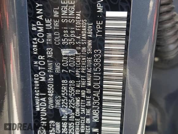 2020 Hyundai Tucson Ultimate z VIN KM8J3CAL0LU153833, wystawiony jako Copart lot #60118605 z przebiegiem 63 610 mil mil oraz Szkoda całkowita • Salvage title. Historia ofert i sprzedaży dostępna na DreamBid. Obrazek 13.