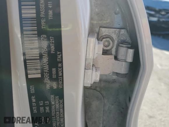 ✅ 2021 Alfa Romeo Giulia • VIN: ZARFAMAN6M7646879 • Lot: 82471935. Listed on Copart with 46,967 mi. Free auction sales archive from the USA and detailed vehicle history report at DreamBid. Image 13.