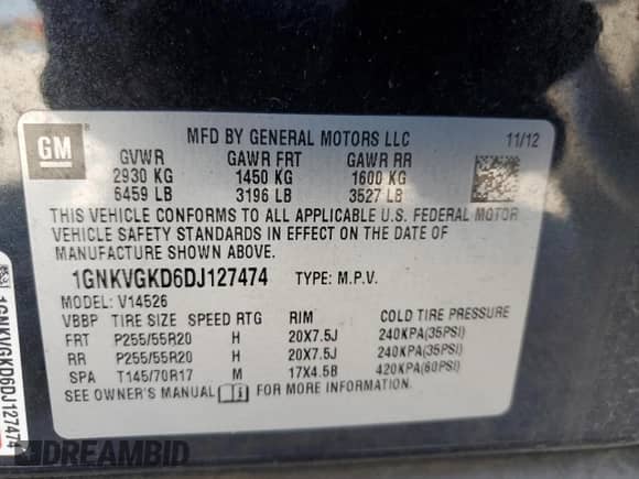 2013 Chevrolet Traverse LT с VIN 1GNKVGKD6DJ127474, выставлен на аукционе Copart как лот 86514635 с пробегом 152 598 миль миль и Списание • Salvage title. История ставок и продаж доступна на DreamBid. Изображение 13.