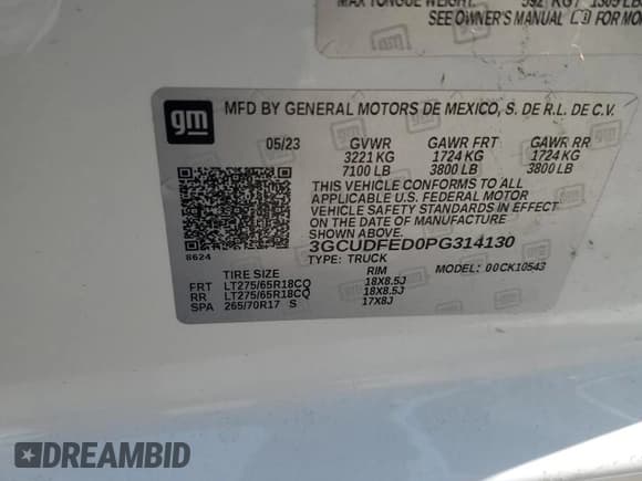 ✅ 2023 Chevrolet Silverado 1500 LT Trail Boss • VIN: 3GCUDFED0PG314130 • Lot: 80027005. Wystawiony na Copart z przebiegiem 50 234 mil. Bezpłatny archiwum sprzedaży aukcyjnych z USA i szczegółowy raport historii pojazdu na DreamBid. Zdjęcie 12.