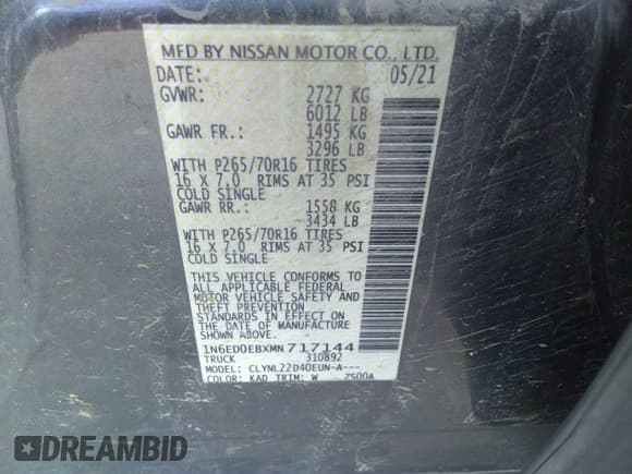 ✅ 2021 Nissan Frontier SV • VIN: 1N6ED0EBXMN717144 • Лот: 37039618. Опубликован ранее на IAAI с пробегом 47 188 миль. Бесплатный доступ к архиву аукционных продаж из США и подробный отчёт об истории автомобиля на DreamBid. Изображение 9.