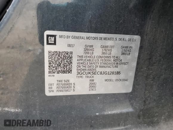 ✅ 2018 Chevrolet Silverado 1500 LTZ • VIN: 3GCUKSEC8JG128185 • Лот: 85310025. Опубликован ранее на Copart с пробегом Не указан. Бесплатный доступ к архиву аукционных продаж из США и подробный отчёт об истории автомобиля на DreamBid. Изображение 12.