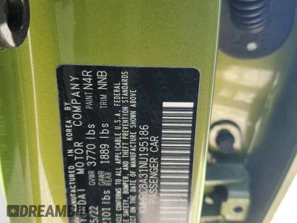 2022 Hyundai Venue SEL с VIN KMHRC8A31NU195186, выставлен на аукционе Copart как лот 81064265 с пробегом 44 742 миль миль и Списание • Salvage title. История ставок и продаж доступна на DreamBid. Изображение 13.