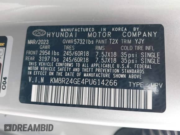 2023 Hyundai Palisade SEL с VIN KM8R24GE4PU614266, выставлен на аукционе IAAI как лот 43102928 с пробегом 71 875 миль миль и . История ставок и продаж доступна на DreamBid. Изображение 9.