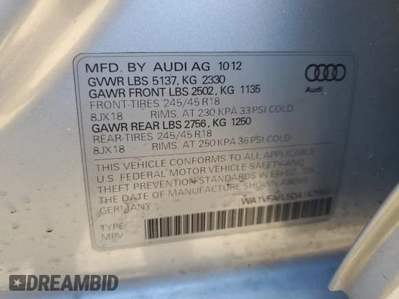 ✅ 2013 Audi allroad A4 Prestige • VIN: WA1VFAFL5DA147968 • Лот: 43003655. Опубликован ранее на Copart с пробегом Не указан. Бесплатный доступ к архиву аукционных продаж из США и подробный отчёт об истории автомобиля на DreamBid. Изображение 14.