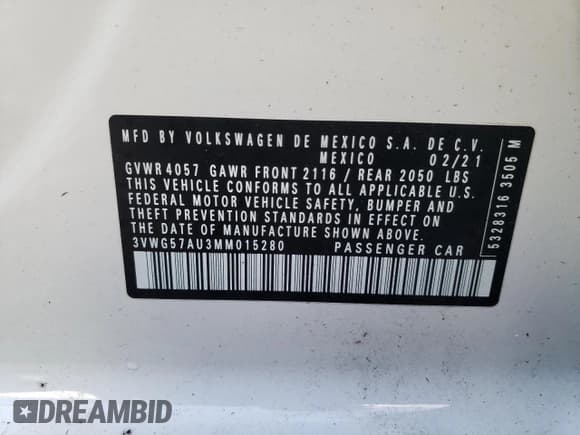 ✅ 2021 Volkswagen Golf TSI • VIN: 3VWG57AU3MM015280 • Lot: 36921644. Wystawiony na Copart z przebiegiem 25 880 mil. Bezpłatny archiwum sprzedaży aukcyjnych z USA i szczegółowy raport historii pojazdu na DreamBid. Zdjęcie 13.