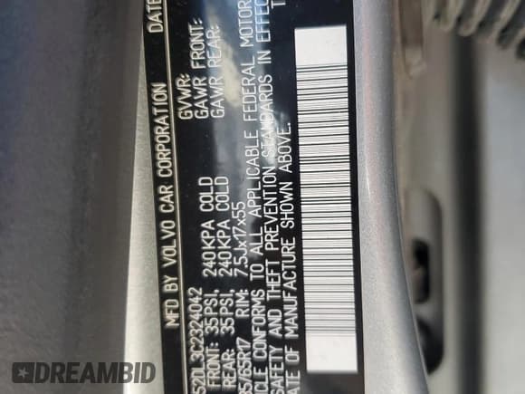 ✅ 2012 Volvo XC60 3.2L • VIN: YV4952DL3C2324042 • Lot: 55638245. Listed on Copart with 105,831 mi. Free auction sales archive from the USA and detailed vehicle history report at DreamBid. Image 13.