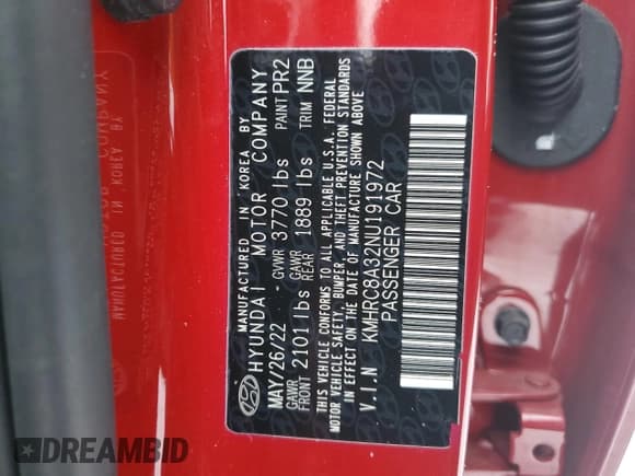 ✅ 2022 Hyundai Venue Limited • VIN: KMHRC8A32NU191972 • Lot: 86271144. Listed on Copart with 19,073 mi. Free auction sales archive from the USA and detailed vehicle history report at DreamBid. Image 13.