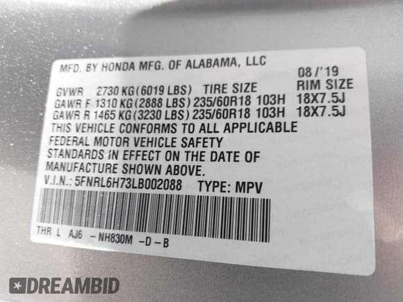 ✅ 2020 Honda Odyssey EX-L • VIN: 5FNRL6H73LB002088 • Lot: 43315595. Wystawiony na IAAI z przebiegiem 50 780 mil. Bezpłatny archiwum sprzedaży aukcyjnych z USA i szczegółowy raport historii pojazdu na DreamBid. Zdjęcie 9.