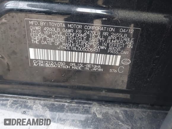 ✅ 2013 Lexus GS 350 • VIN: JTHCE1BL0D5005931 • Lot: 43902908. Wystawiony na IAAI z przebiegiem 300 962 mil. Bezpłatny archiwum sprzedaży aukcyjnych z USA i szczegółowy raport historii pojazdu na DreamBid. Zdjęcie 9.