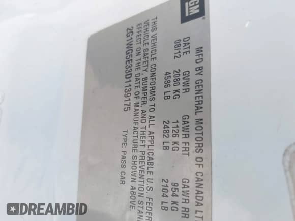 ✅ 2013 Chevrolet Impala LT • VIN: 2G1WG5E33D1139175 • Lot: 43483744. Wystawiony na IAAI z przebiegiem 170 227 mil. Bezpłatny archiwum sprzedaży aukcyjnych z USA i szczegółowy raport historii pojazdu na DreamBid. Zdjęcie 9.