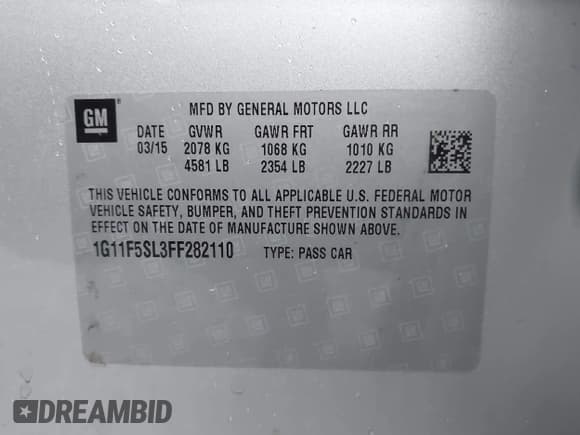 ✅ 2015 Chevrolet Malibu LTZ • VIN: 1G11F5SL3FF282110 • Lot: 43516279. Listed on IAAI with 131,961 mi. Free auction sales archive from the USA and detailed vehicle history report at DreamBid. Image 9.