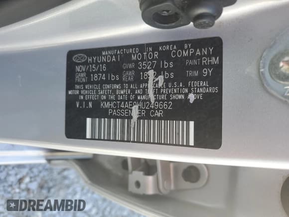 ✅ 2017 Hyundai Accent SE • VIN: KMHCT4AE9HU249662 • Лот: 68746344. Опубликован ранее на Copart с пробегом Не указан. Бесплатный доступ к архиву аукционных продаж из США и подробный отчёт об истории автомобиля на DreamBid. Изображение 12.