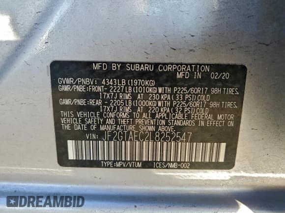 ✅ 2020 Subaru Crosstrek Premium • VIN: JF2GTAEC2L8252547 • Лот: 95477525. Опубликован ранее на Copart с пробегом 84 855 миль. Бесплатный доступ к архиву аукционных продаж из США и подробный отчёт об истории автомобиля на DreamBid. Изображение 12.