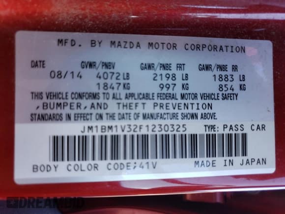 ✅ 2015 Mazda 3 S Touring • VIN: JM1BM1V32F1230325 • Lot: 81259214. Listed on Copart with 94,661 mi. Free auction sales archive from the USA and detailed vehicle history report at DreamBid. Image 12.