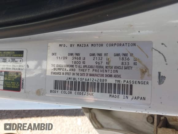 ✅ 2010 Mazda 3 i Sport • VIN: JM1BL1SF6A1242889 • Lot: 42663867. Listed on IAAI with 191,986 mi. Free auction sales archive from the USA and detailed vehicle history report at DreamBid. Image 9.