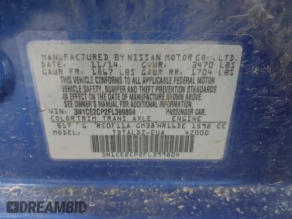 ✅ 2015 Nissan Note SR • VIN: 3N1CE2CP2FL399804 • Lot: 42517929. Listed on IAAI with 108,278 mi. Free auction sales archive from the USA and detailed vehicle history report at DreamBid. Image 9.