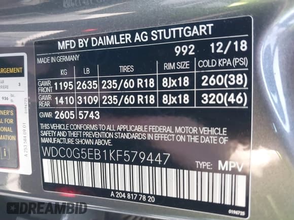 ✅ 2019 Mercedes-Benz GLC 350e • VIN: WDC0G5EB1KF579447 • Lot: 41534374. Listed on IAAI with 88,601 mi. Free auction sales archive from the USA and detailed vehicle history report at DreamBid. Image 9.