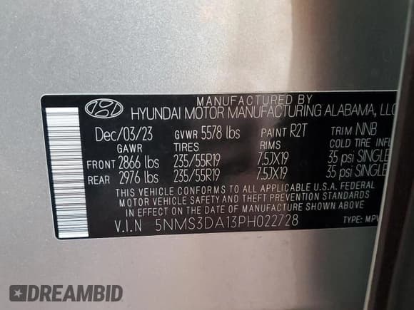 ✅ 2023 Hyundai Santa Fe SEL Premium • VIN: 5NMS3DA13PH022728 • Lot: 71202204. Wystawiony na Copart z przebiegiem 15 531 mil. Bezpłatny archiwum sprzedaży aukcyjnych z USA i szczegółowy raport historii pojazdu na DreamBid. Zdjęcie 14.