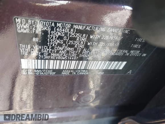 ✅ 2016 Toyota RAV4 XLE • VIN: 2T3RFREV8GW514487 • Лот: 43818285. Опубликован ранее на IAAI с пробегом 68 328 миль. Бесплатный доступ к архиву аукционных продаж из США и подробный отчёт об истории автомобиля на DreamBid. Изображение 9.