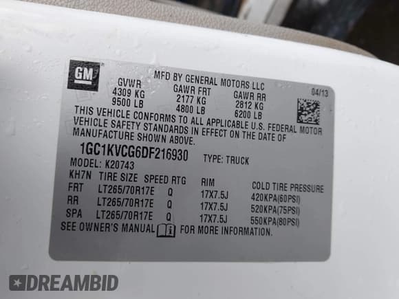✅ 2013 Chevrolet Silverado 2500HD Work Truck • VIN: 1GC1KVCG6DF216930 • Лот: 43751035. Опубликован ранее на IAAI с пробегом 325 976 миль. Бесплатный доступ к архиву аукционных продаж из США и подробный отчёт об истории автомобиля на DreamBid. Изображение 9.