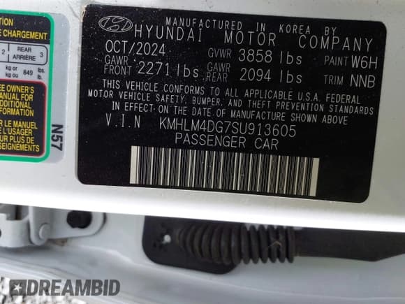 ✅ 2025 Hyundai Elantra SEL Sport • VIN: KMHLM4DG7SU913605 • Lot: 42799444. Listed on IAAI with 25,776 mi. Free auction sales archive from the USA and detailed vehicle history report at DreamBid. Image 9.