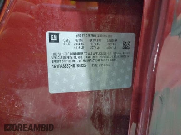 ✅ 2017 Chevrolet Volt LT • VIN: 1G1RA6S59HU184125 • Lot: 61679153. Wystawiony na Copart z przebiegiem 114 442 mil. Bezpłatny archiwum sprzedaży aukcyjnych z USA i szczegółowy raport historii pojazdu na DreamBid. Zdjęcie 12.