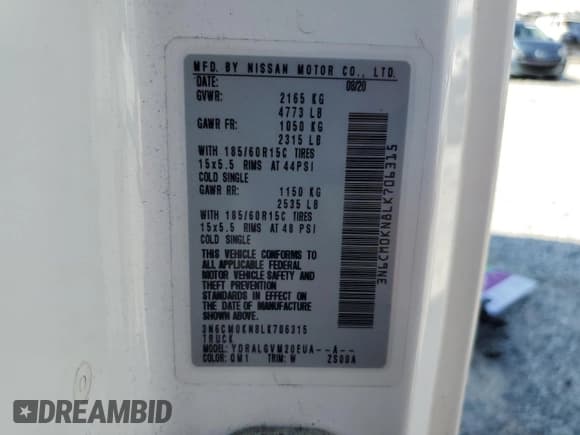 ✅ 2020 Nissan NV200 S • VIN: 3N6CM0KN8LK706315 • Lot: 64399115. Wystawiony na Copart z przebiegiem Nie podano. Bezpłatny archiwum sprzedaży aukcyjnych z USA i szczegółowy raport historii pojazdu na DreamBid. Zdjęcie 13.