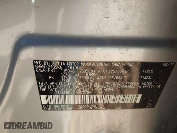 ✅ 2017 Toyota RAV4 LE • VIN: 2T3BFREV2HW672794 • Lot: 41814820. Wystawiony na IAAI z przebiegiem 115 721 mil. Bezpłatny archiwum sprzedaży aukcyjnych z USA i szczegółowy raport historii pojazdu na DreamBid. Zdjęcie 9.