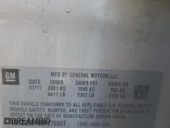 ✅ 2011 Chevrolet Malibu 1LT • VIN: 1G1ZC5E10BF279097 • Lot: 78897674. Listed on Copart with 191,821 mi. Free auction sales archive from the USA and detailed vehicle history report at DreamBid. Image 12.