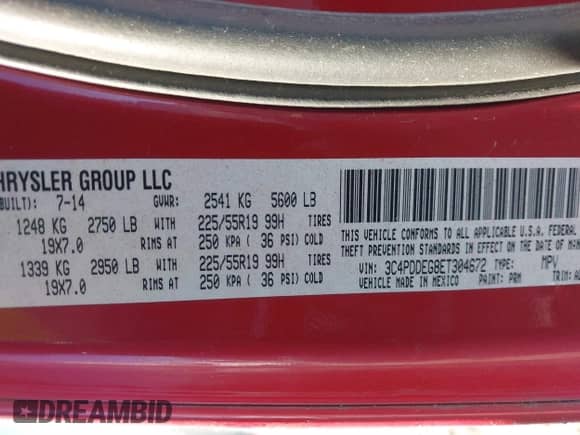 2014 Dodge Journey R/T с VIN 3C4PDDEG8ET304672, выставлен на аукционе IAAI как лот 41292361 с пробегом 121 957 миль миль и . История ставок и продаж доступна на DreamBid. Изображение 9.