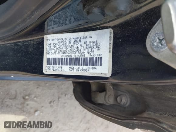 ✅ 1996 Toyota Corolla • VIN: 2T1BA02E1TC142768 • Лот: 42444245. Опубликован ранее на IAAI с пробегом 185 533 миль. Бесплатный доступ к архиву аукционных продаж из США и подробный отчёт об истории автомобиля на DreamBid. Изображение 9.