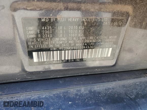 ✅ 2013 Subaru Legacy Limited • VIN: 4S3BMCK66D3044976 • Lot: 91941875. Wystawiony na Copart z przebiegiem 139 891 mil. Bezpłatny archiwum sprzedaży aukcyjnych z USA i szczegółowy raport historii pojazdu na DreamBid. Zdjęcie 12.