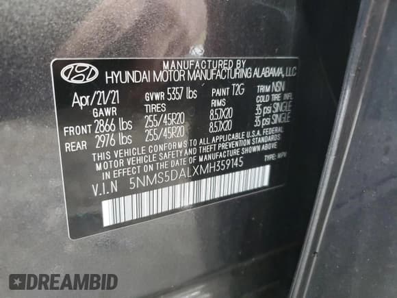 ✅ 2021 Hyundai Santa Fe Calligraphy • VIN: 5NMS5DALXMH359145 • Lot: 41704363. Wystawiony na Copart z przebiegiem 15 850 mil. Bezpłatny archiwum sprzedaży aukcyjnych z USA i szczegółowy raport historii pojazdu na DreamBid. Zdjęcie 14.