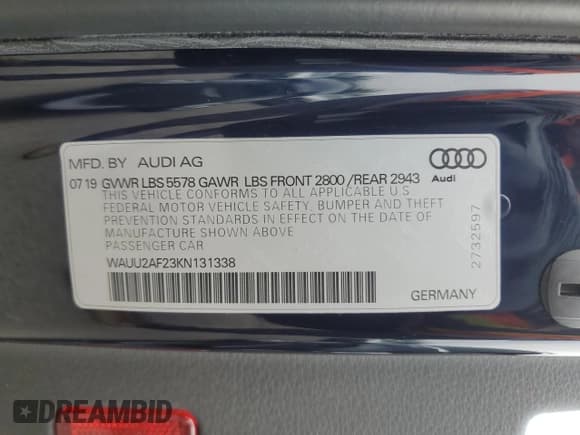 ✅ 2019 Audi A7 Premium Plus • VIN: WAUU2AF23KN131338 • Лот: 68025675. Опубликован ранее на Copart с пробегом 23 480 миль. Бесплатный доступ к архиву аукционных продаж из США и подробный отчёт об истории автомобиля на DreamBid. Изображение 12.