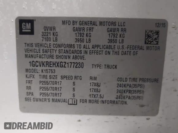 ✅ 2016 Chevrolet Silverado 1500 LT • VIN: 1GCVKREHXGZ177230 • Lot: 41402481. Listed on IAAI with 166,687 mi. Free auction sales archive from the USA and detailed vehicle history report at DreamBid. Image 9.