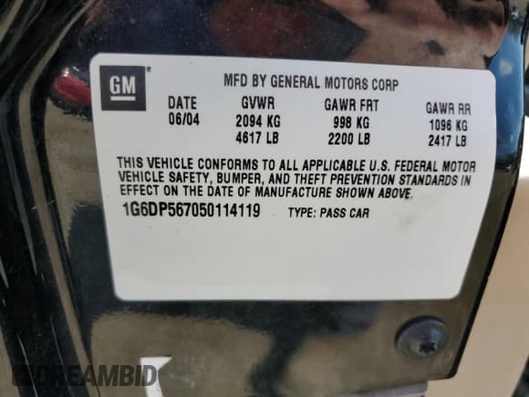 ✅ 2005 Cadillac CTS • VIN: 1G6DP567050114119 • Lot: 45304014. Listed on Copart with 169,264 mi. Free auction sales archive from the USA and detailed vehicle history report at DreamBid. Image 12.